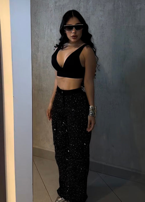 A CARGO GLITTER JEANS